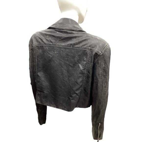 We The Free -Free People Jacket Women’s SZ XL Vegan Moto Jacket Distressed Look - Picture 4 of 5